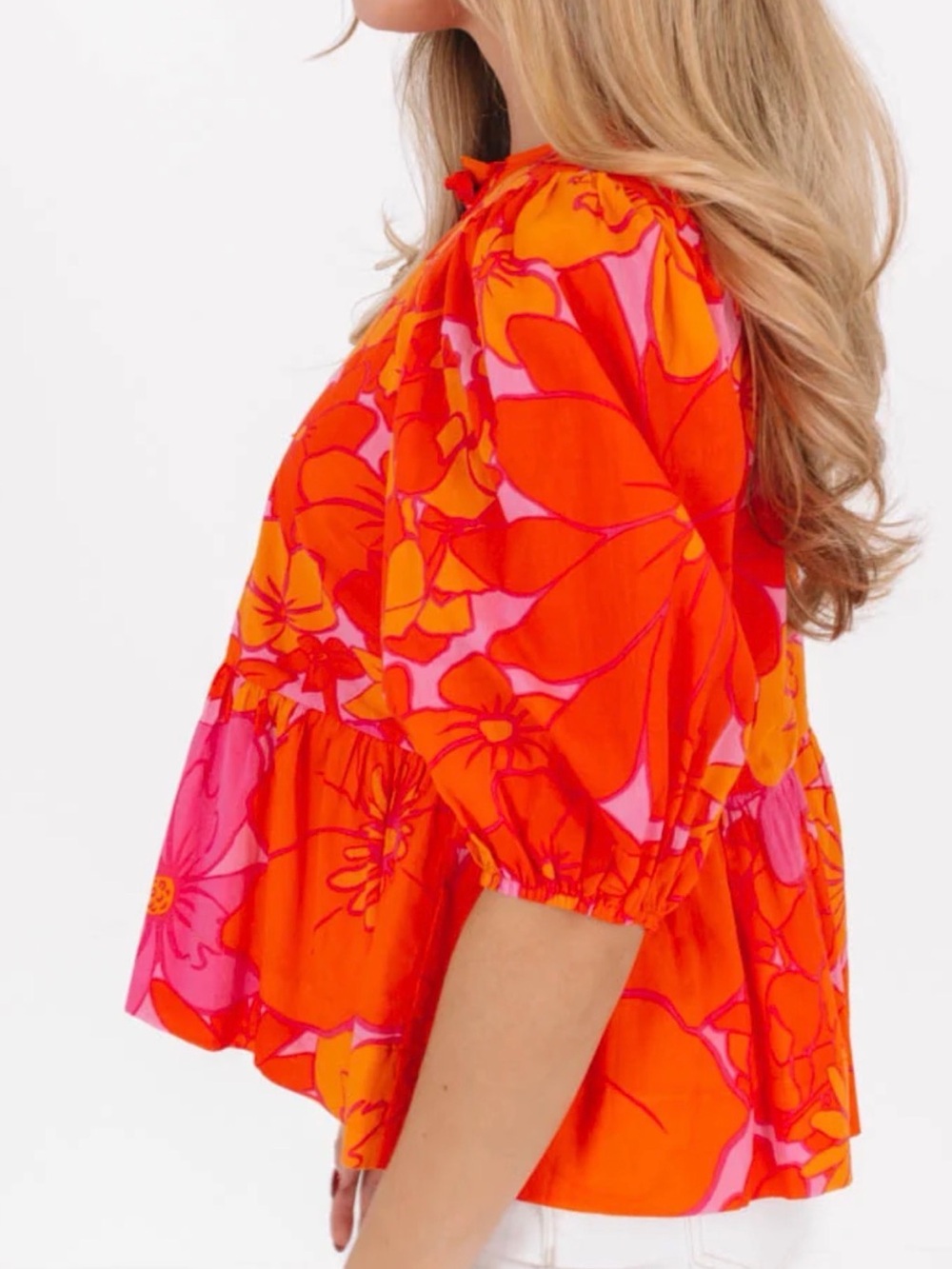 NWT - J.Marie Lizzie peplum blouse. Gorgeous, vibrant color – large - Picture 3 of 11